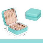Tiffany Blue jewelry box with compartments for earrings and rings, open and closed, with dimensions indicated.