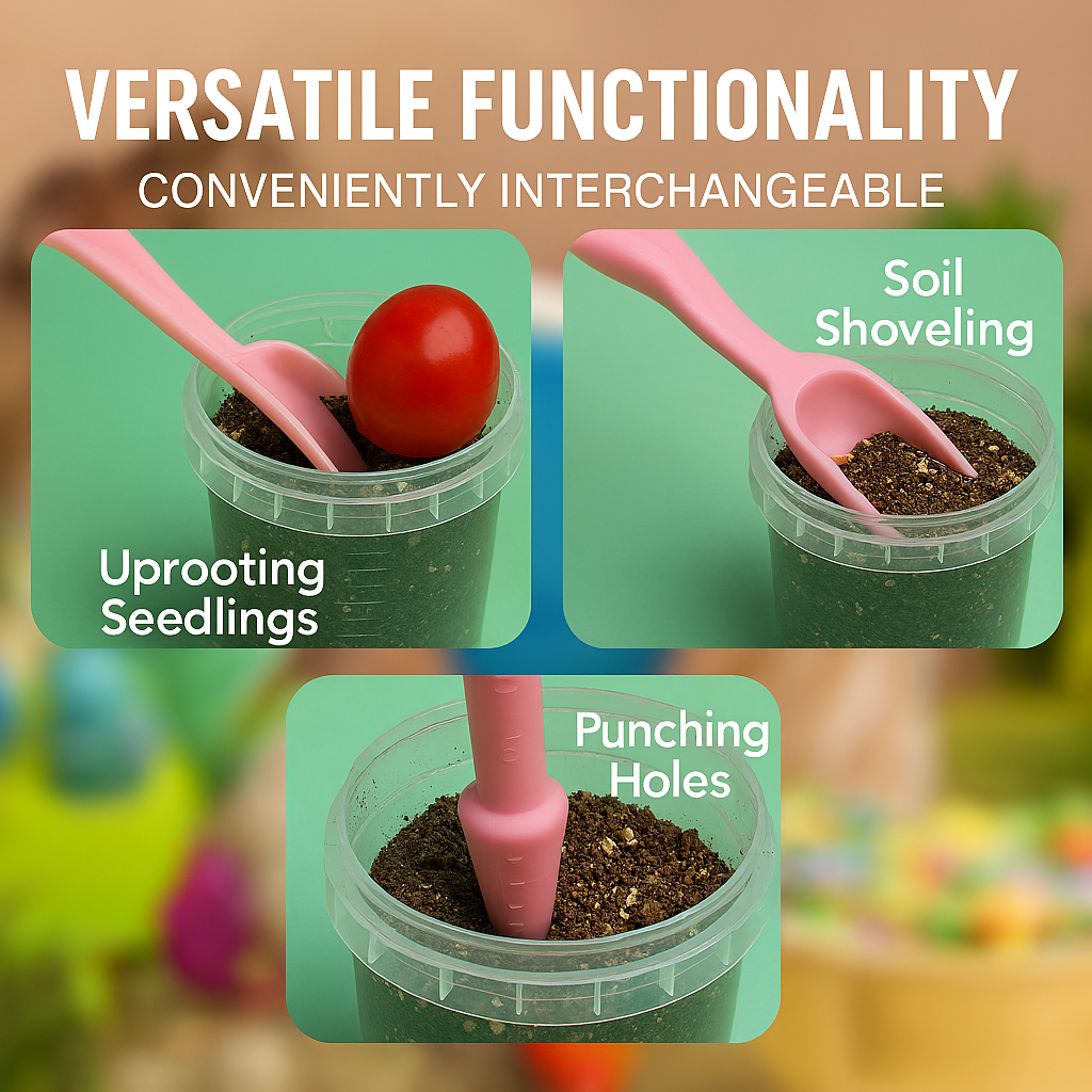 4-Piece Succulent Gardening Tools Set – Gift for Plant Lovers (Bucket, Mini Scoop, Dibber & Seedling Lifter)